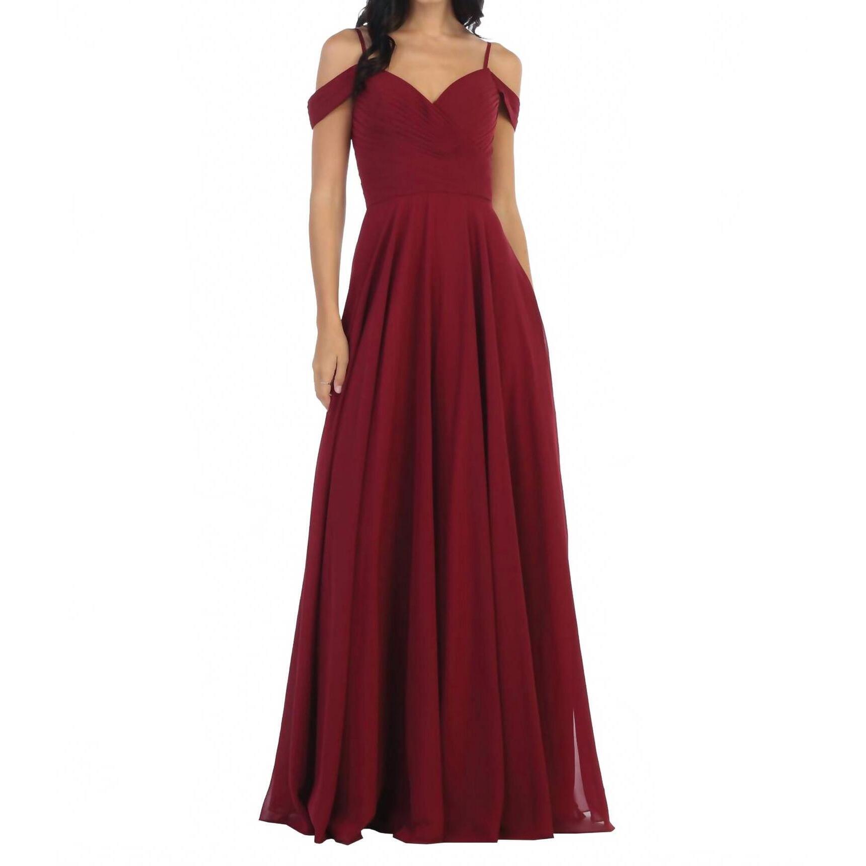 New Eva Off Shoulder Maxi Dress In Burgundy